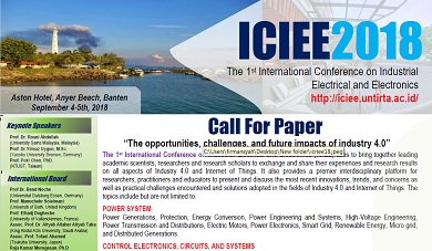 THE 1st INTERNATIONAL CONFERENCE ON INDUSTRIAL ELECTRICAL AND ELECTRONICS (ICIEE 2018)