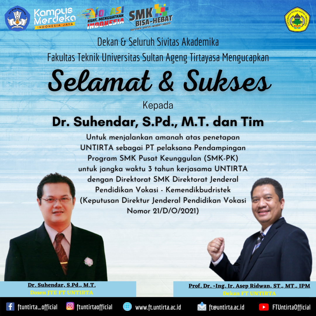 Selamat & Sukses Kepada Dr. Suhendar, S.Pd., M.T. dan Tim