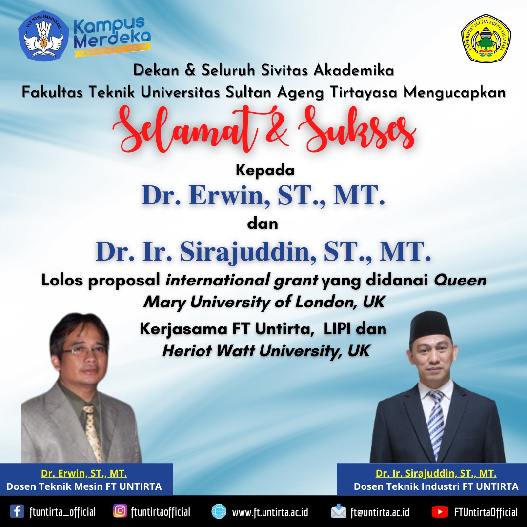 Selamat & Sukses kepada Dr. Erwin. S.T., M.T. dan Dr. Ir. Sirajuddin, S.T., M.T.
