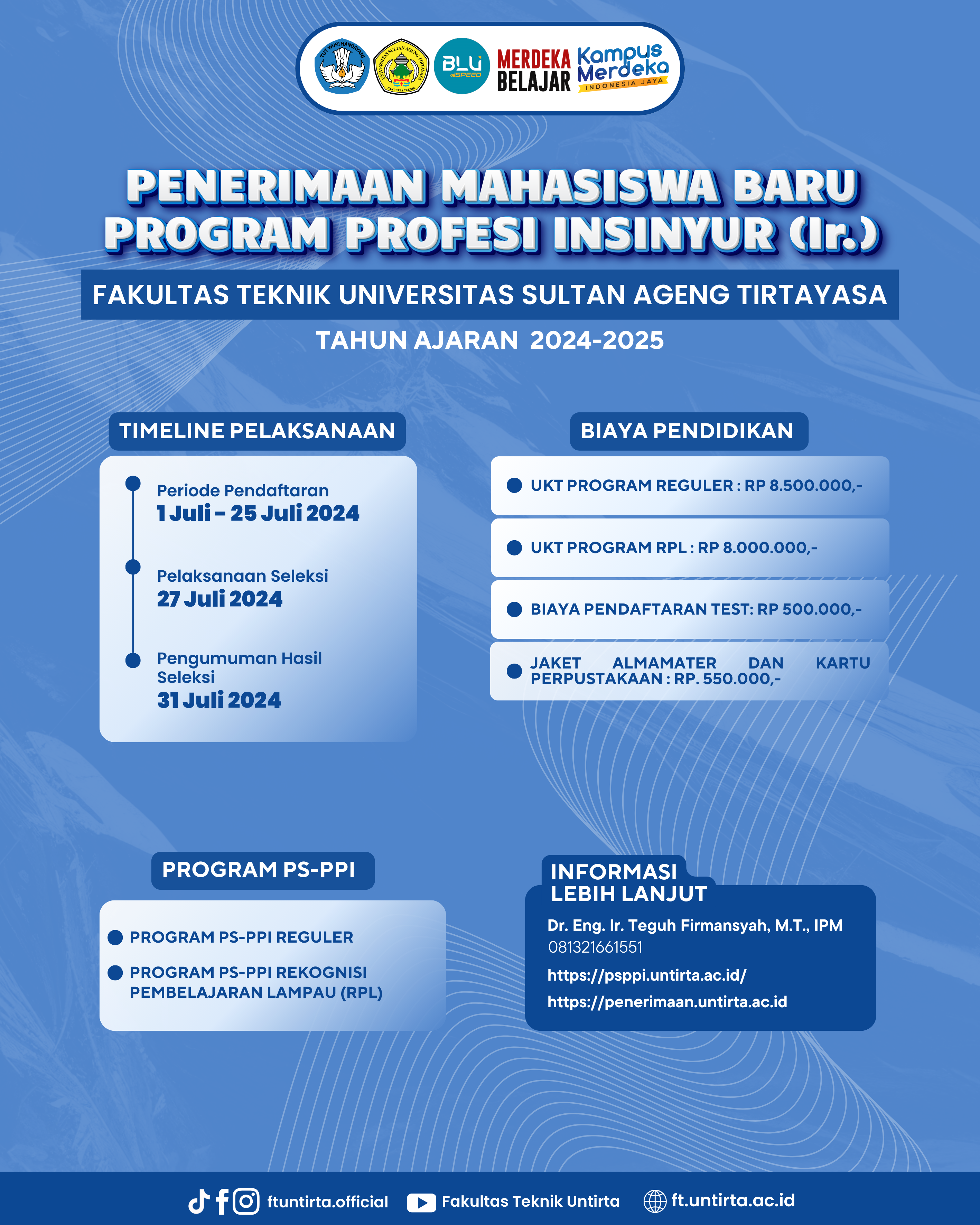 Pendaftaran Program Studi Program Profesi Insinyur (PSPPI) Untirta Tahun Ajaran 2024/2025